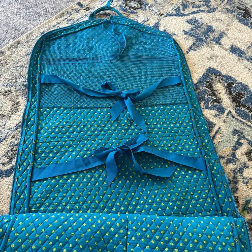 Country Provencal Quilted Cotton Garment Bag Turquoise Green Paisley Storage Bag